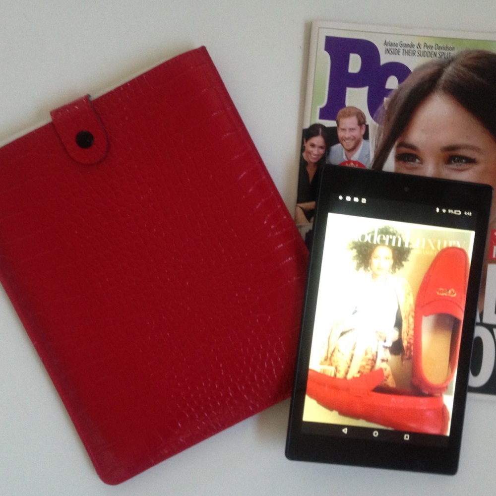 Red Croc Print Embossed Tablet Cover